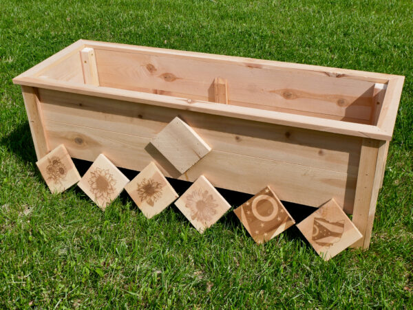 Standard cedar planter with optional laser engraved side boards